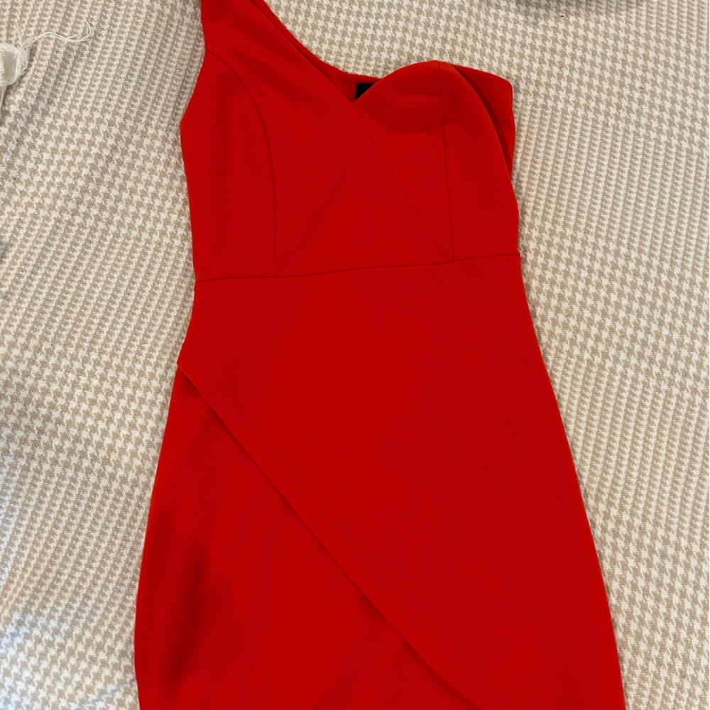 Lulus One Shoulder Mini Red Dress